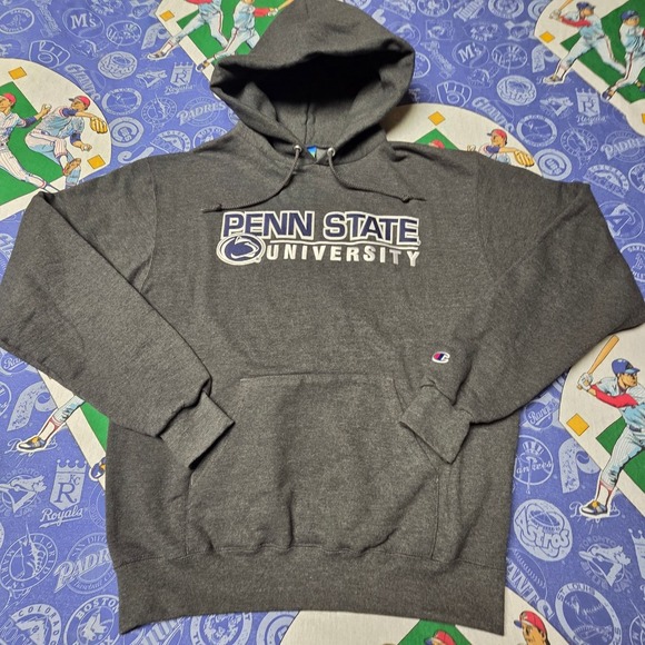 Champion Other - Penn State Hoodie Mens M Champion Eco Fleece Gray Embroidered Sweatshirt CS2071